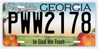GA license plate PWW2178