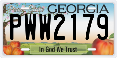 GA license plate PWW2179