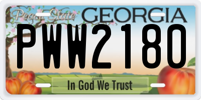 GA license plate PWW2180