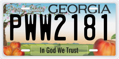 GA license plate PWW2181