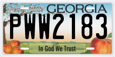 GA license plate PWW2183