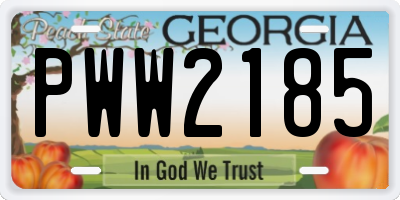 GA license plate PWW2185
