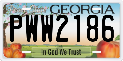 GA license plate PWW2186