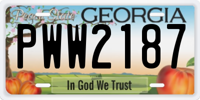 GA license plate PWW2187