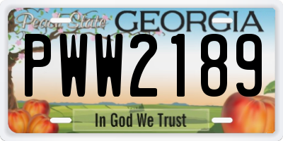 GA license plate PWW2189