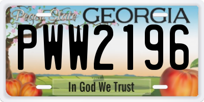 GA license plate PWW2196