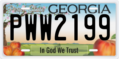 GA license plate PWW2199