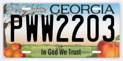 GA license plate PWW2203