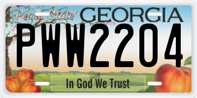 GA license plate PWW2204