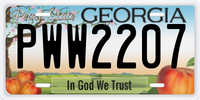 GA license plate PWW2207