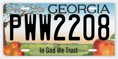 GA license plate PWW2208