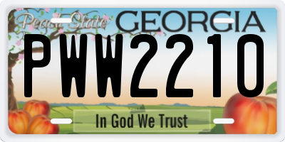 GA license plate PWW2210
