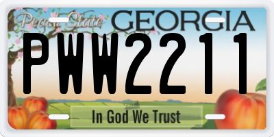 GA license plate PWW2211