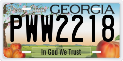 GA license plate PWW2218