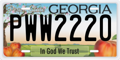 GA license plate PWW2220