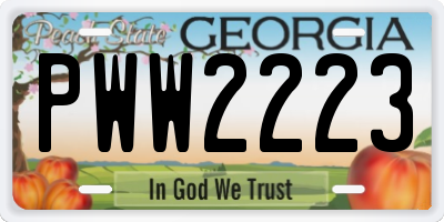 GA license plate PWW2223