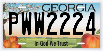 GA license plate PWW2224