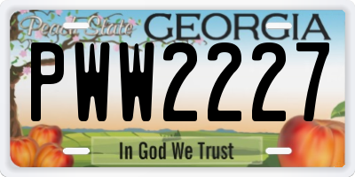 GA license plate PWW2227