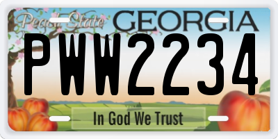 GA license plate PWW2234