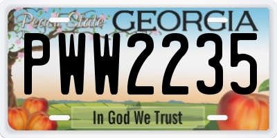 GA license plate PWW2235