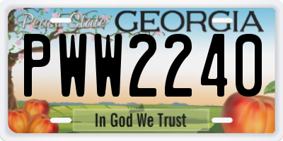 GA license plate PWW2240