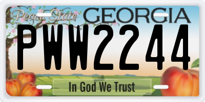 GA license plate PWW2244