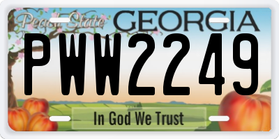 GA license plate PWW2249