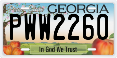 GA license plate PWW2260