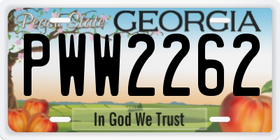 GA license plate PWW2262