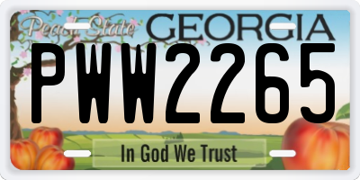 GA license plate PWW2265