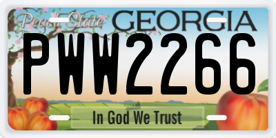 GA license plate PWW2266