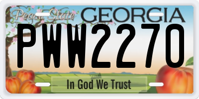 GA license plate PWW2270