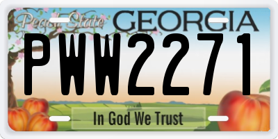 GA license plate PWW2271