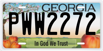GA license plate PWW2272