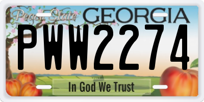 GA license plate PWW2274