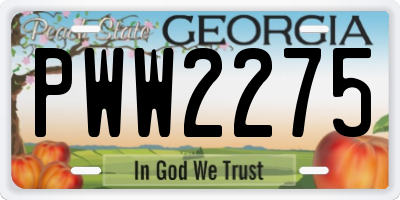 GA license plate PWW2275