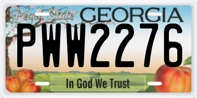 GA license plate PWW2276