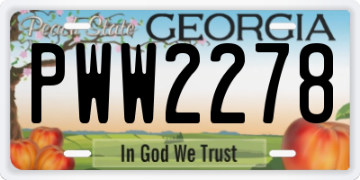 GA license plate PWW2278