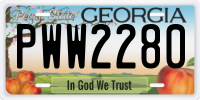 GA license plate PWW2280