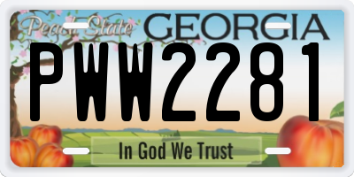 GA license plate PWW2281