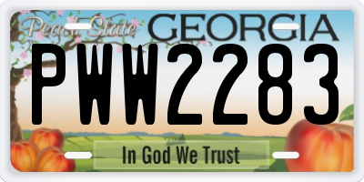 GA license plate PWW2283