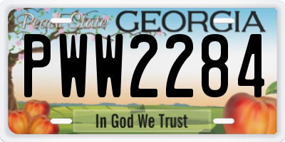 GA license plate PWW2284