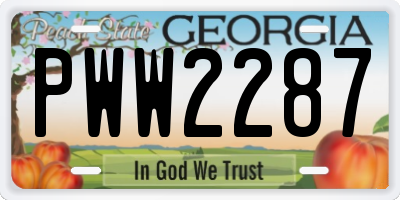 GA license plate PWW2287