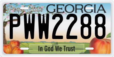 GA license plate PWW2288