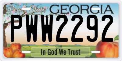GA license plate PWW2292