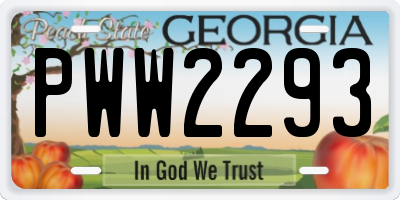 GA license plate PWW2293