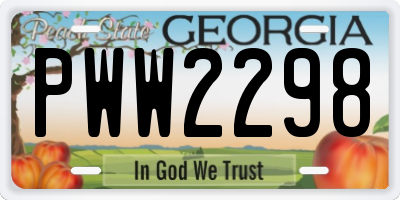 GA license plate PWW2298