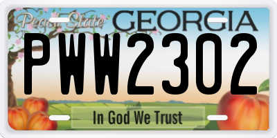 GA license plate PWW2302