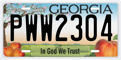 GA license plate PWW2304
