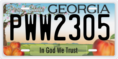 GA license plate PWW2305